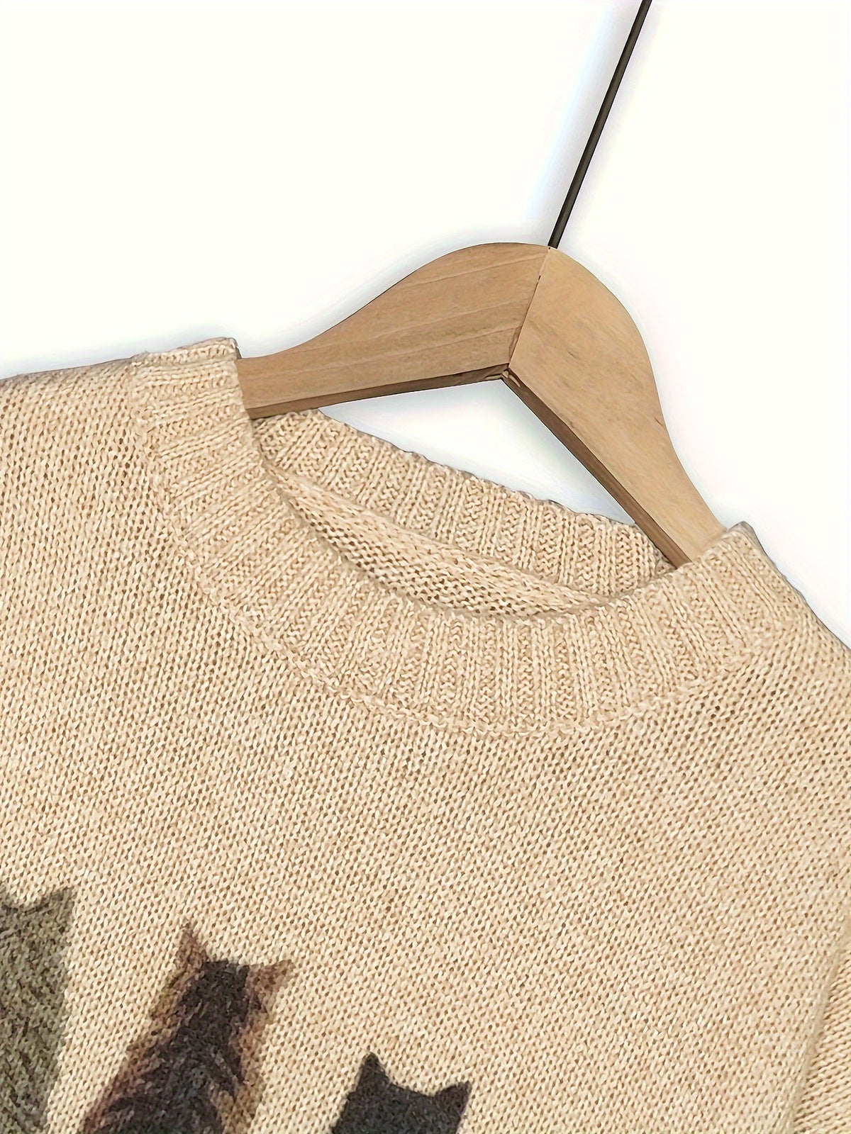Cat-Print Knit Pullover