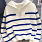 Striped Quarter-Zip Sweater