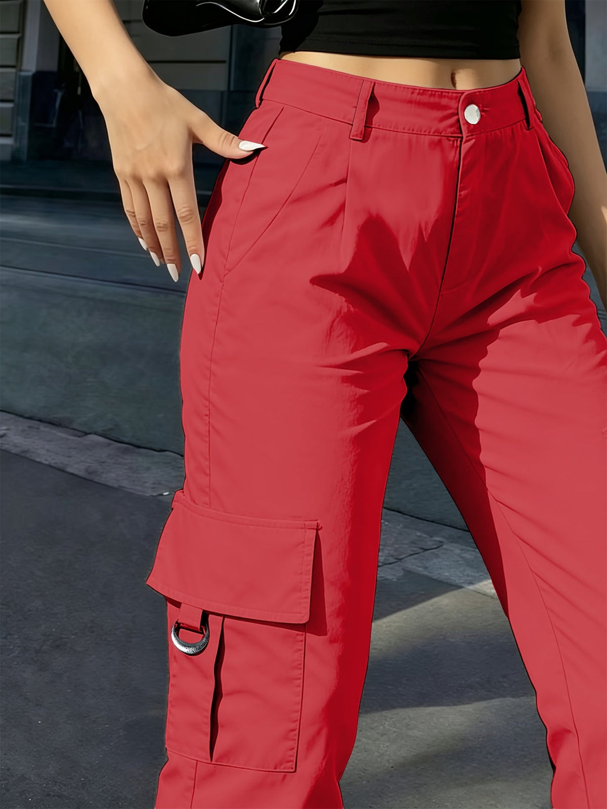 High-Waisted Wide-Leg Cargo Pants