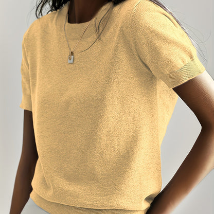 Fine-Knit Short Sleeve Sweater