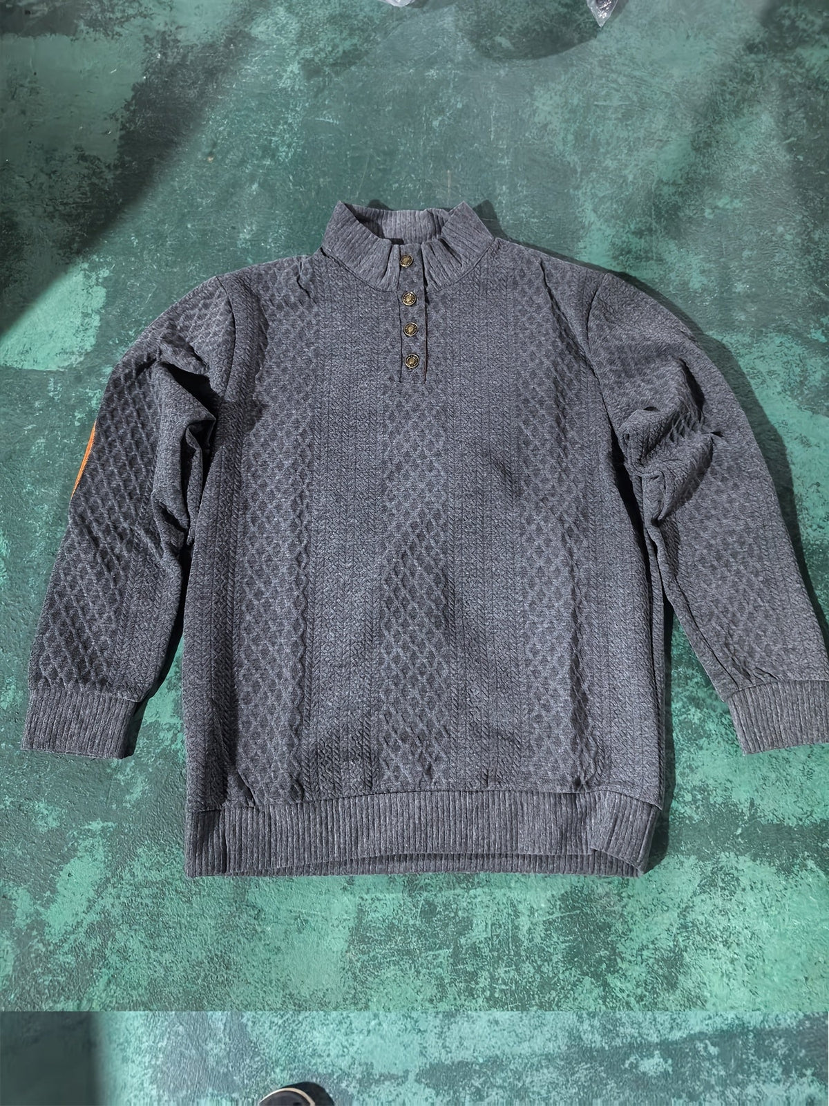 Stand Collar Button Henley Sweater