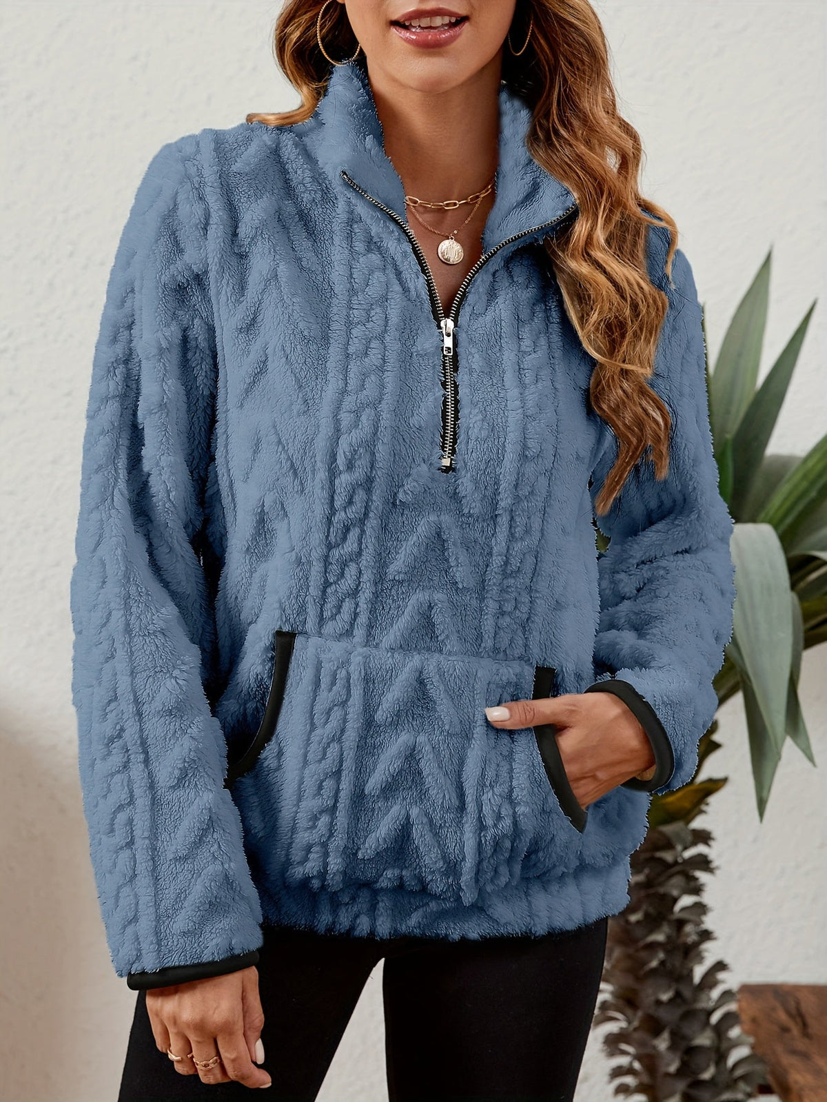 Half-Zip Textured Pullover