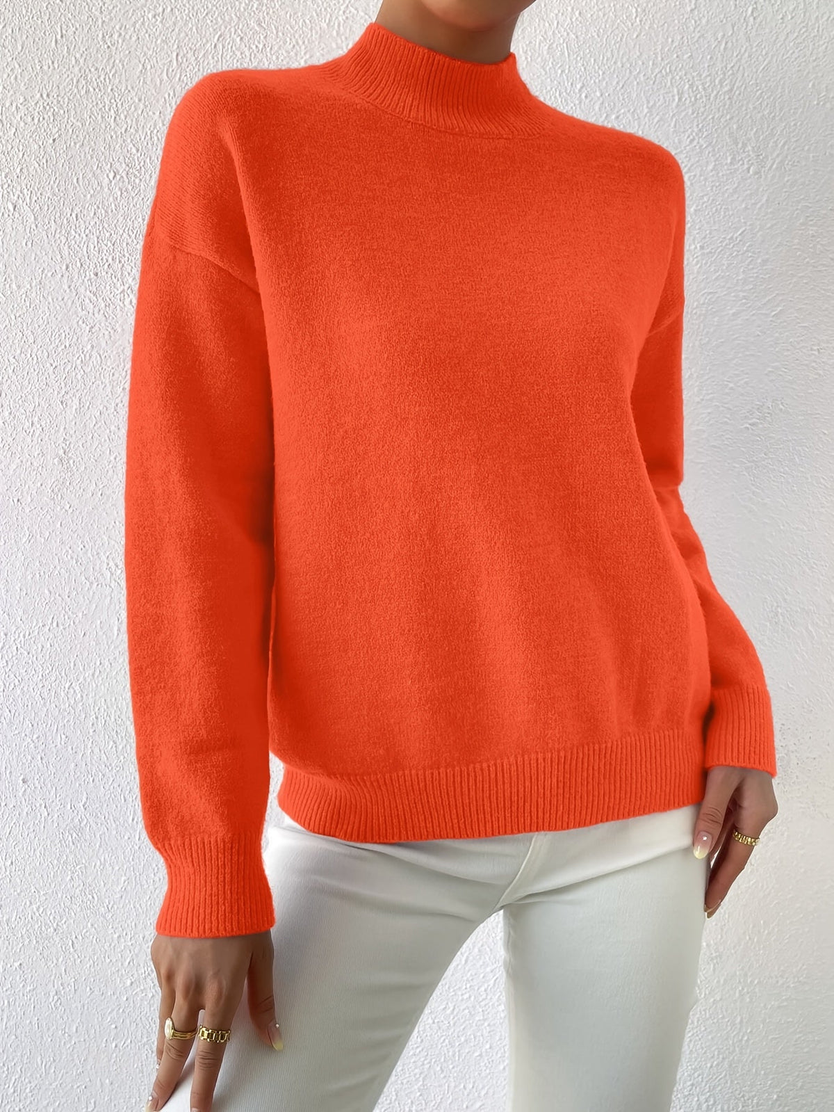 Mock Neck Relaxed Fit Sweater
