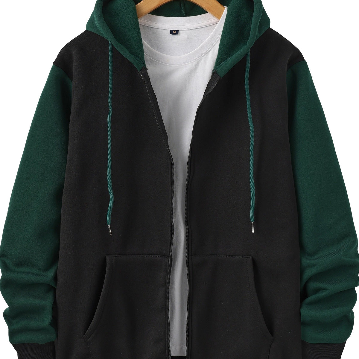 Color Block Zip-Up Hoodie