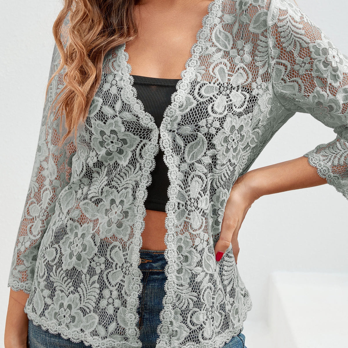 Floral Openwork Cardigan