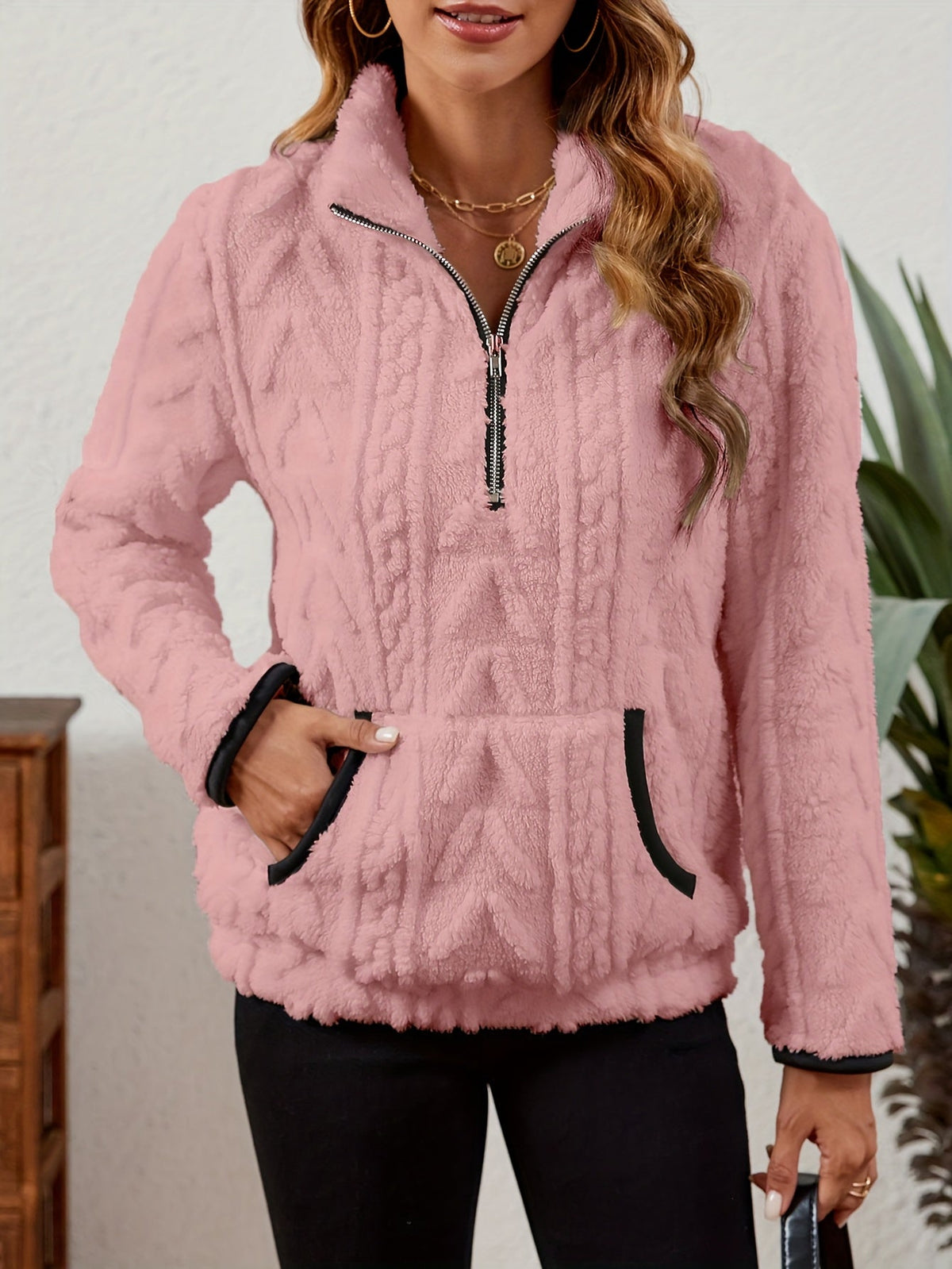 Half-Zip Textured Pullover