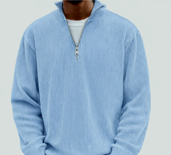 Half-Zip High Neck Knit Sweater