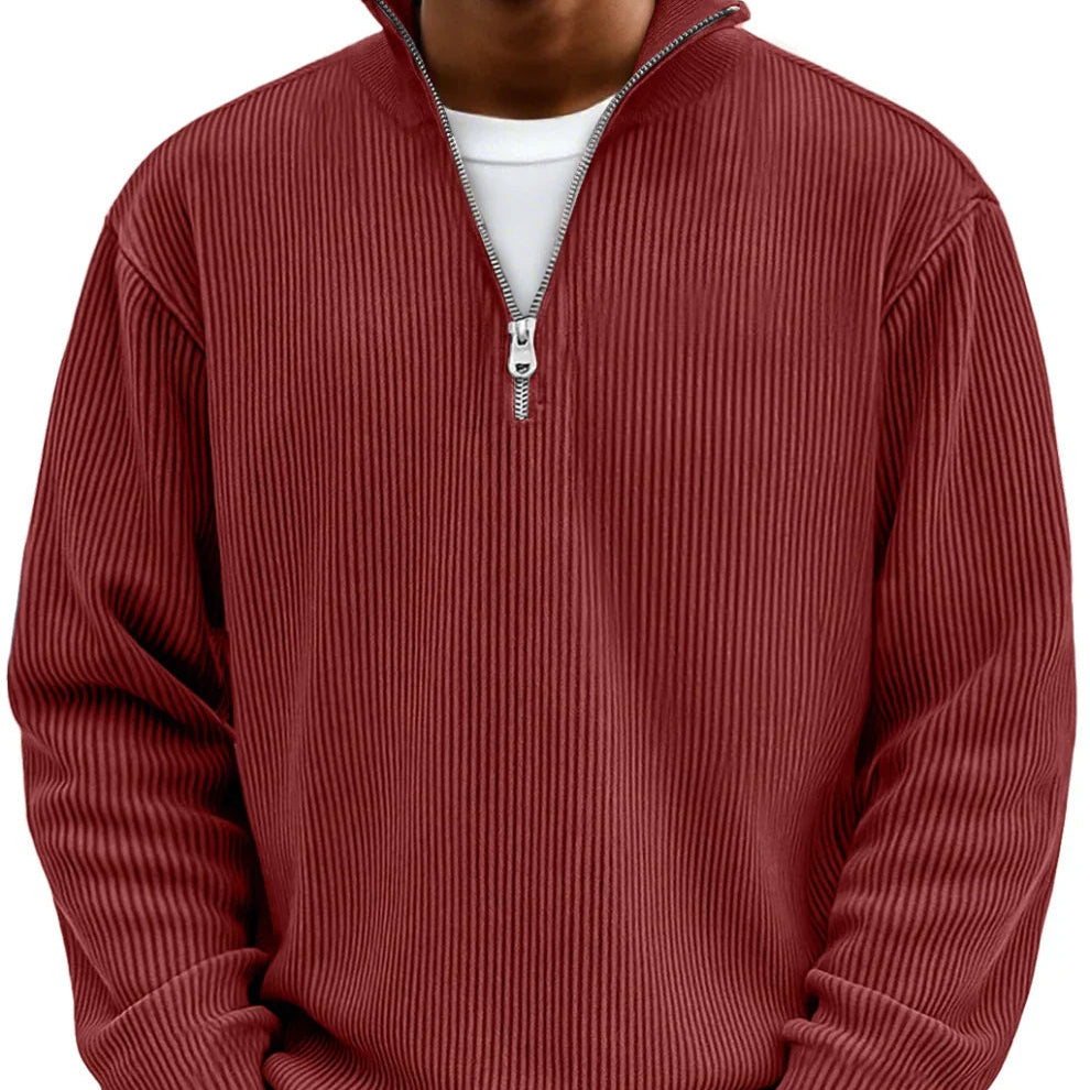 Half-Zip High Neck Knit Sweater