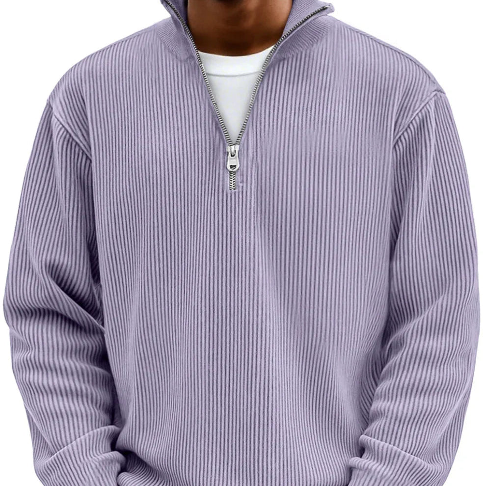Half-Zip High Neck Knit Sweater