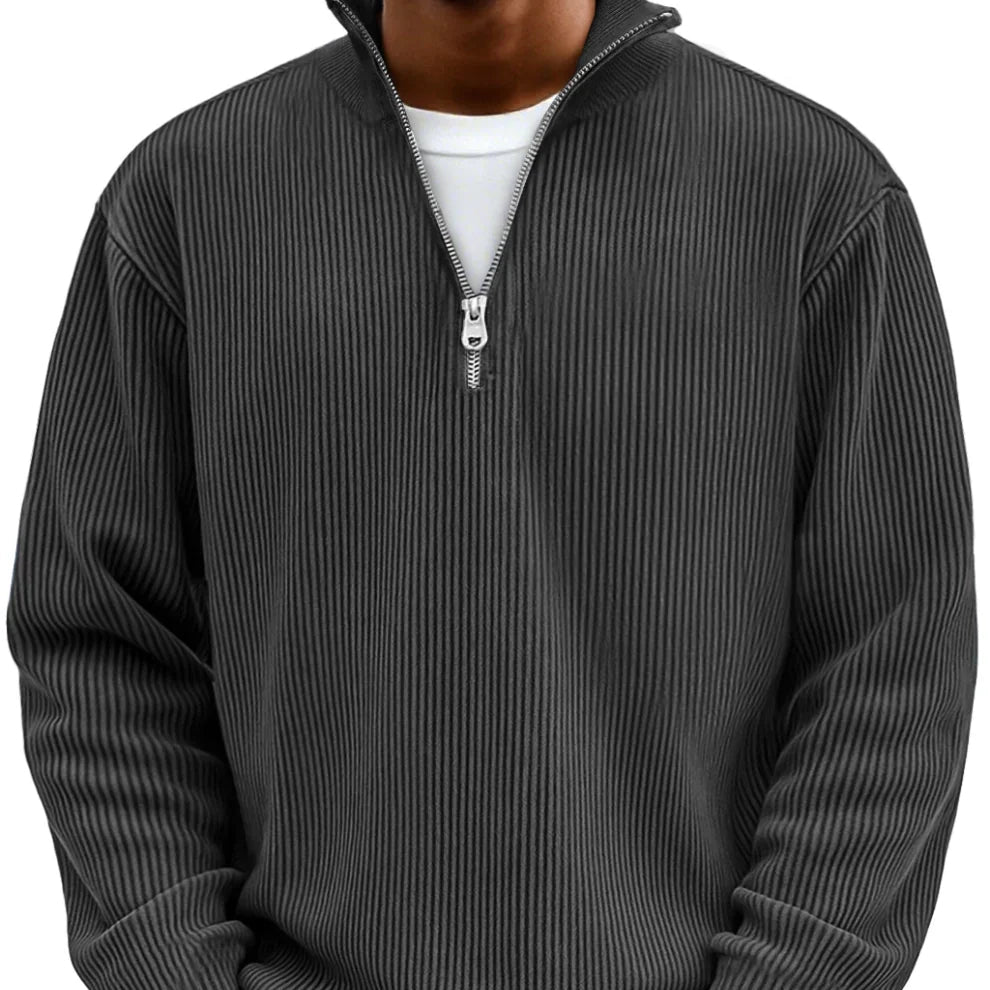 Half-Zip High Neck Knit Sweater