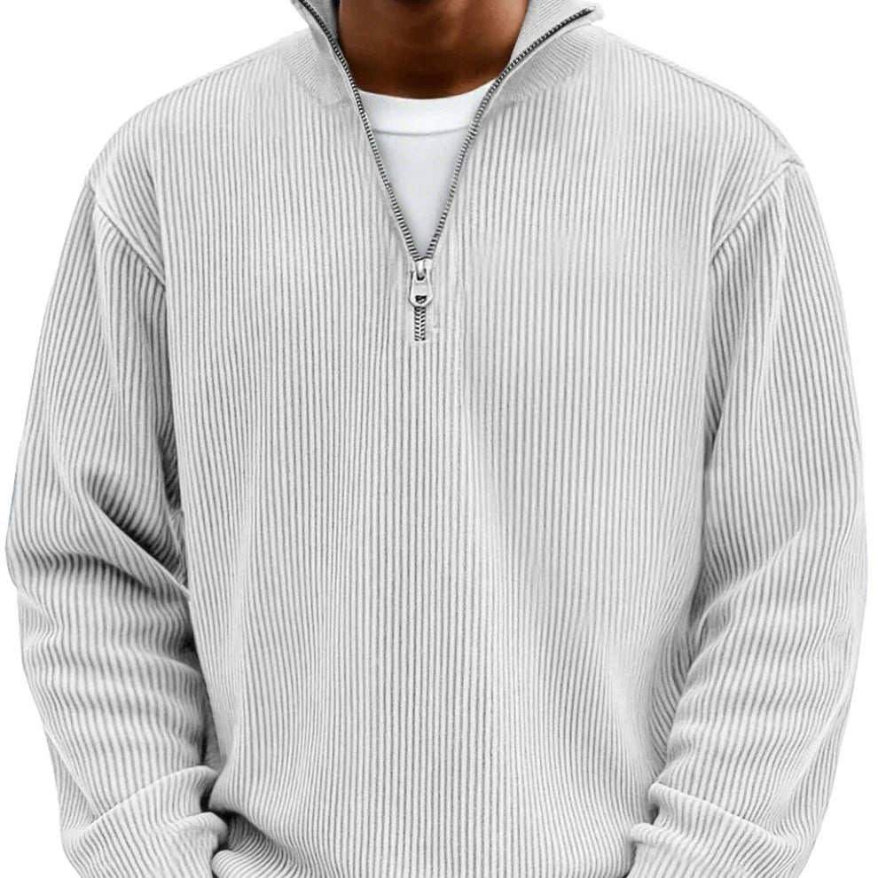 Half-Zip High Neck Knit Sweater
