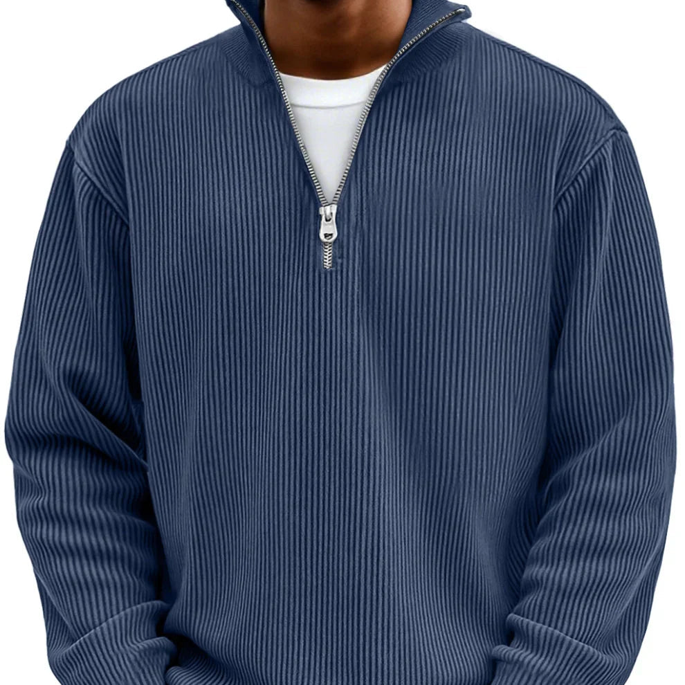 Half-Zip High Neck Knit Sweater