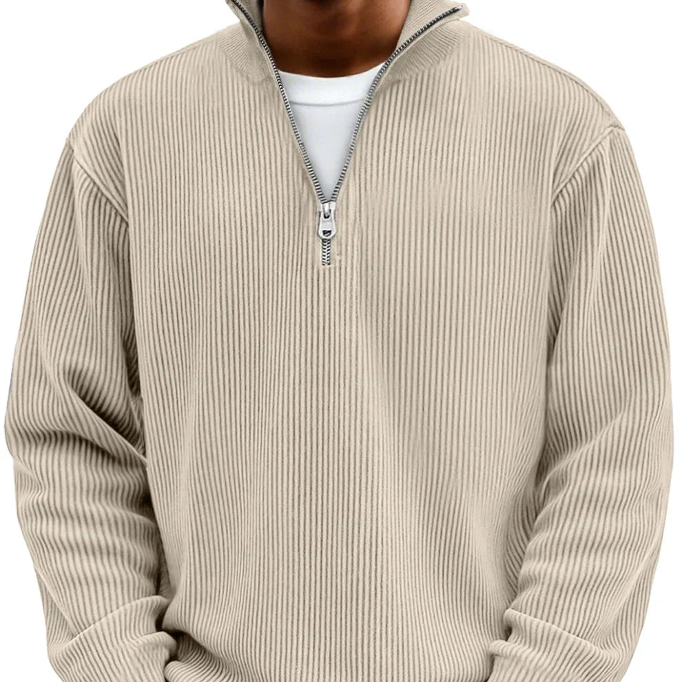 Half-Zip High Neck Knit Sweater