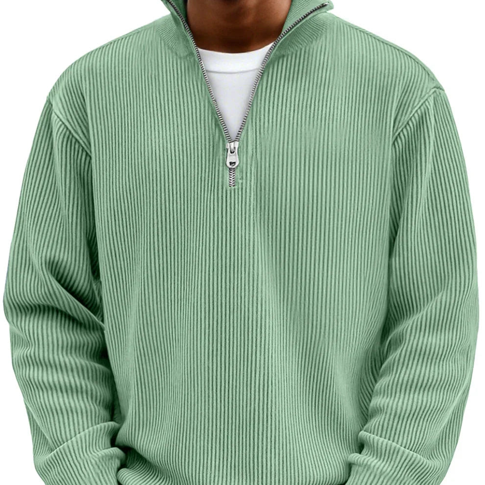 Half-Zip High Neck Knit Sweater