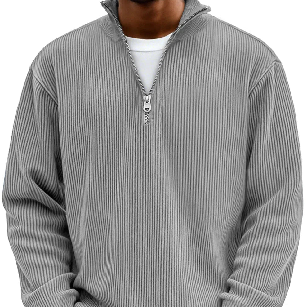 Half-Zip High Neck Knit Sweater