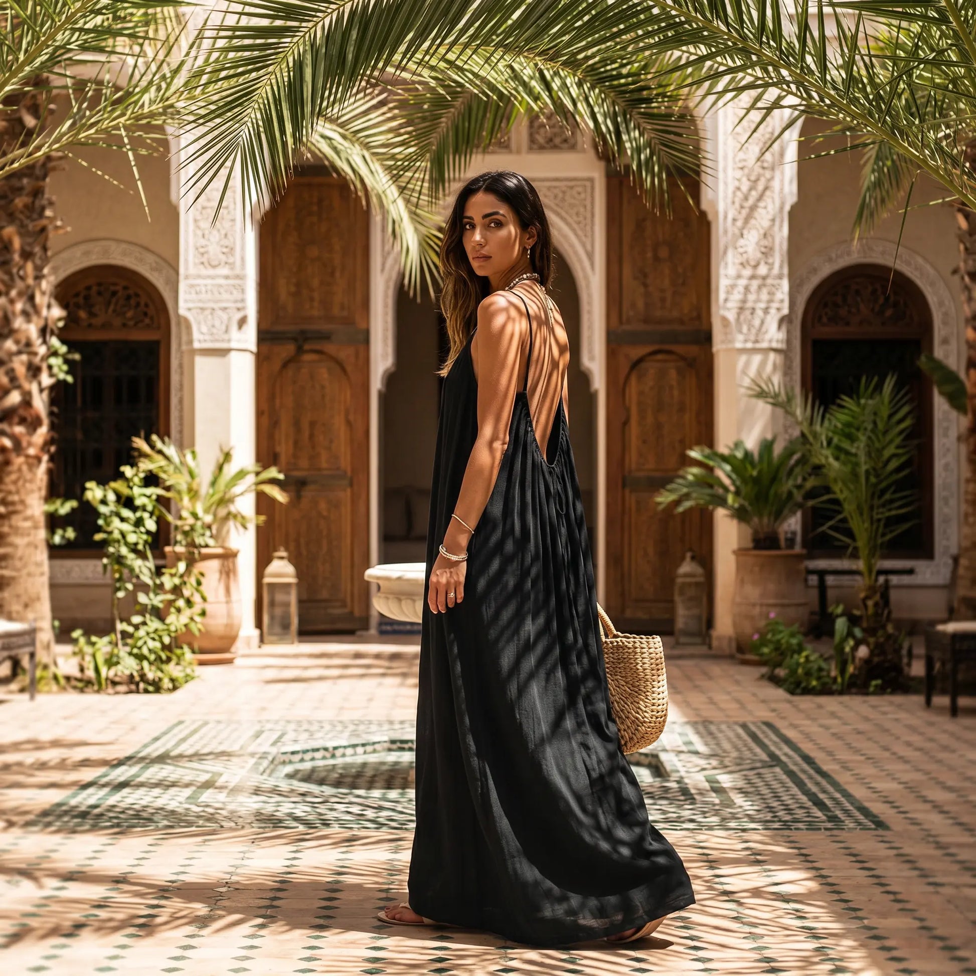 Khozun - Bohemian Open-Back Maxi Dress