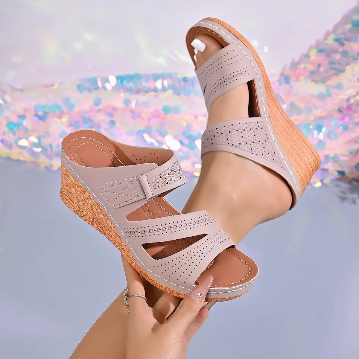 Kaelix - Leather Wedge Sandals Comfort