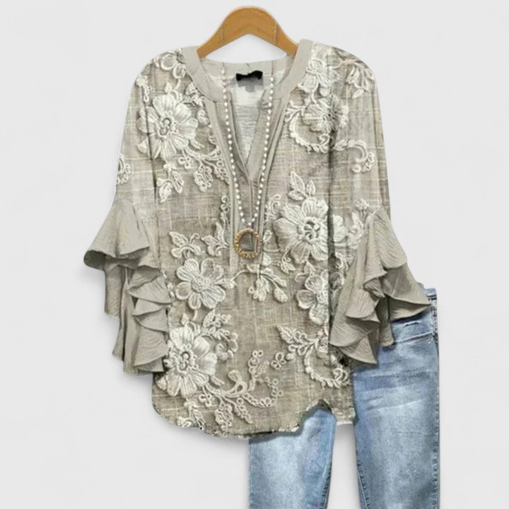 Ruffle Sleeve Floral Blouse