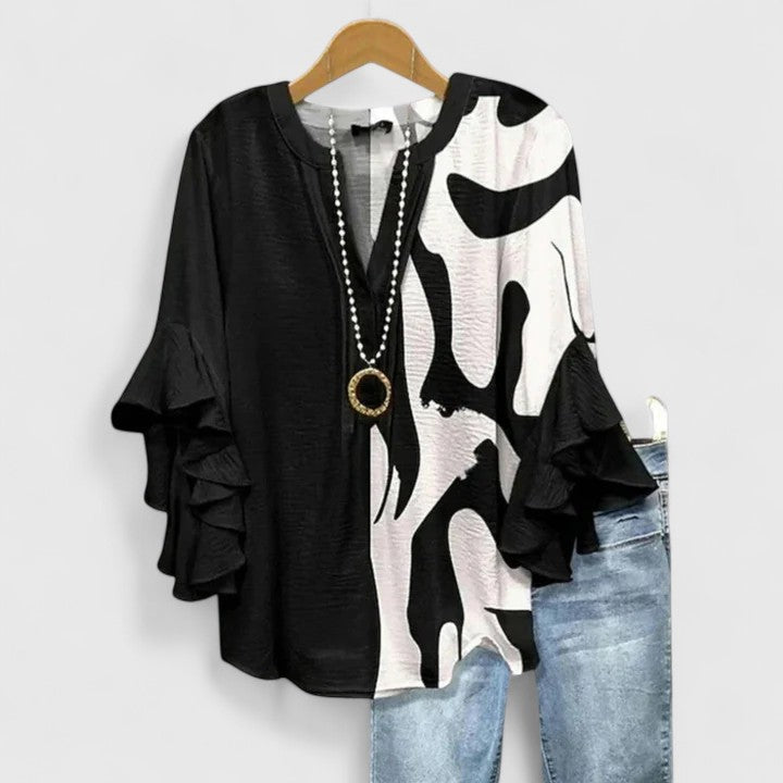 Ruffle Sleeve Floral Blouse