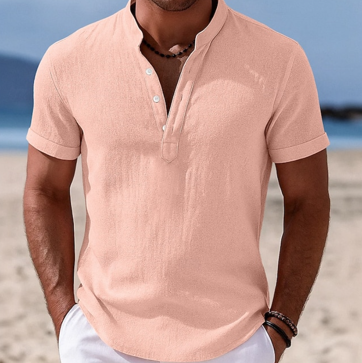 Summer Short Sleeve Button-Up Shirt