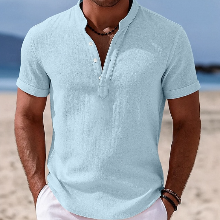 Summer Short Sleeve Button-Up Shirt