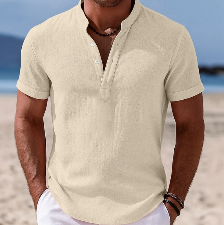 Summer Short Sleeve Button-Up Shirt