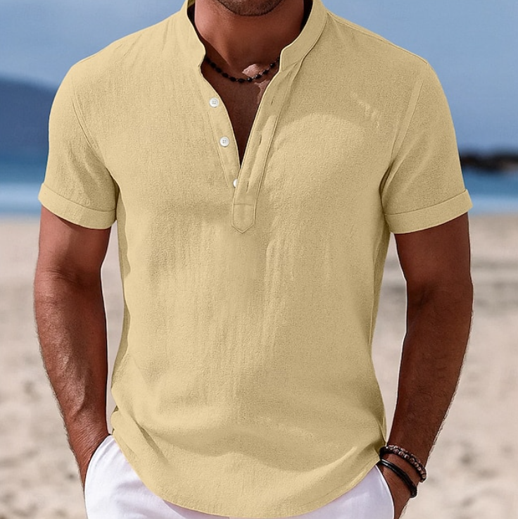 Summer Short Sleeve Button-Up Shirt