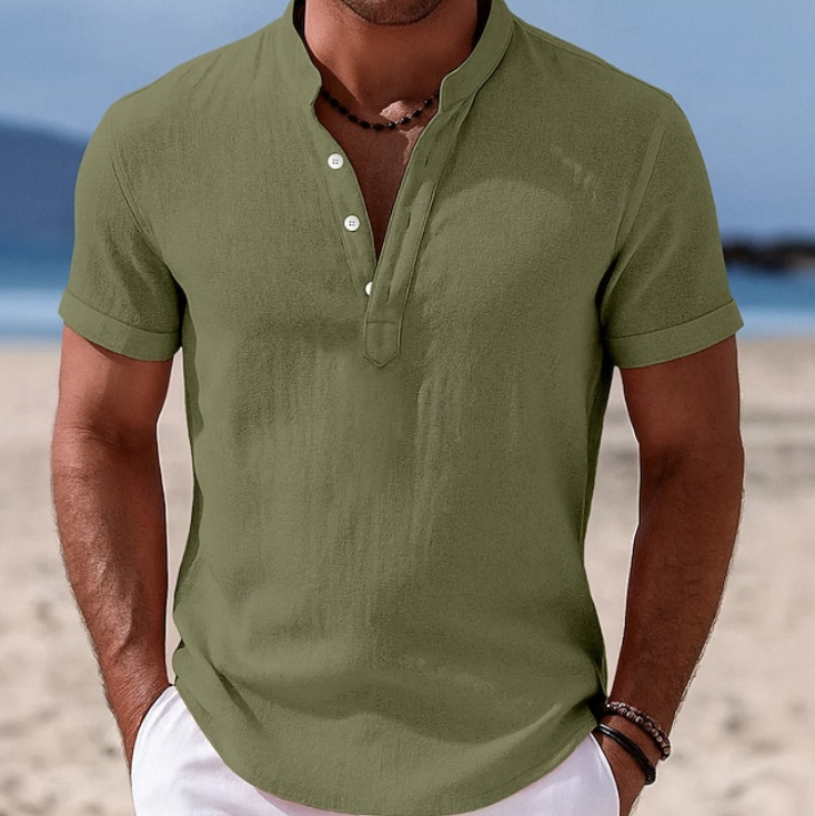 Summer Short Sleeve Button-Up Shirt