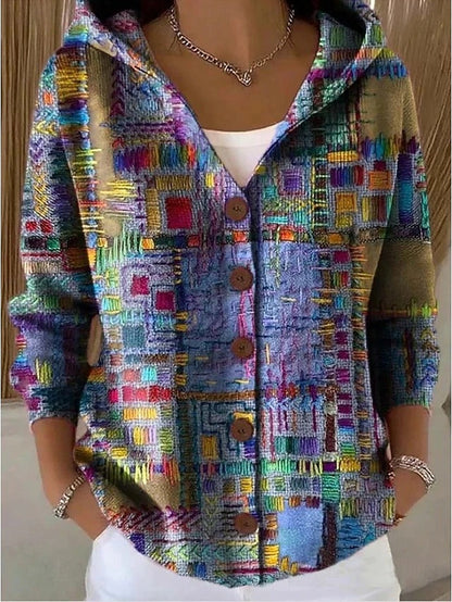 Button-Front Hooded Cardigan