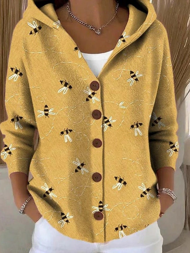 Button-Front Hooded Cardigan