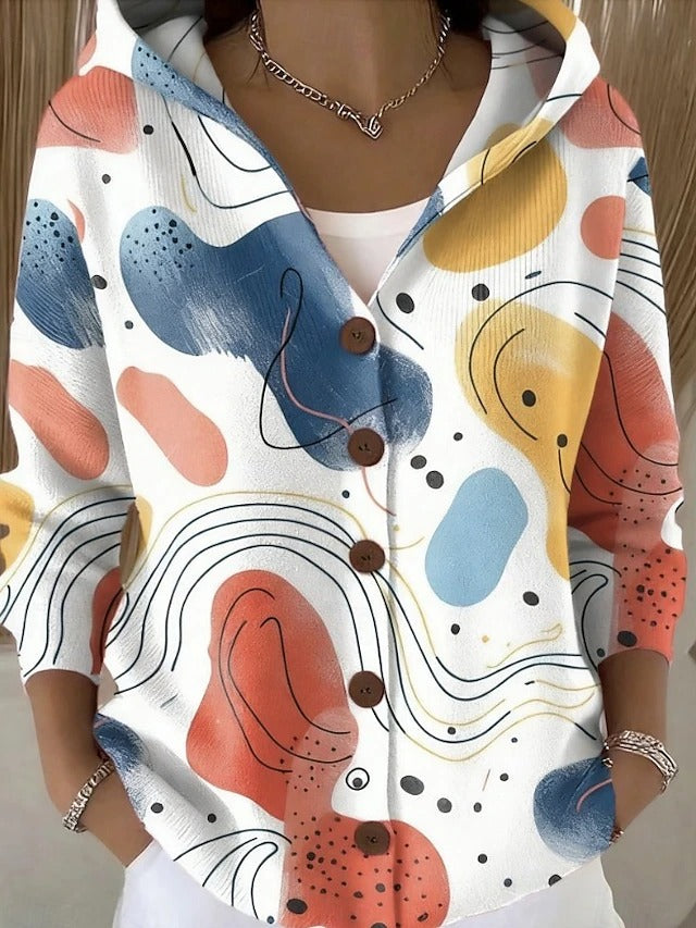 Button-Front Hooded Cardigan