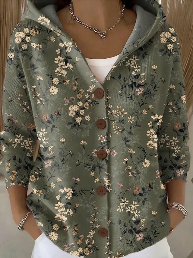 Button-Front Hooded Cardigan