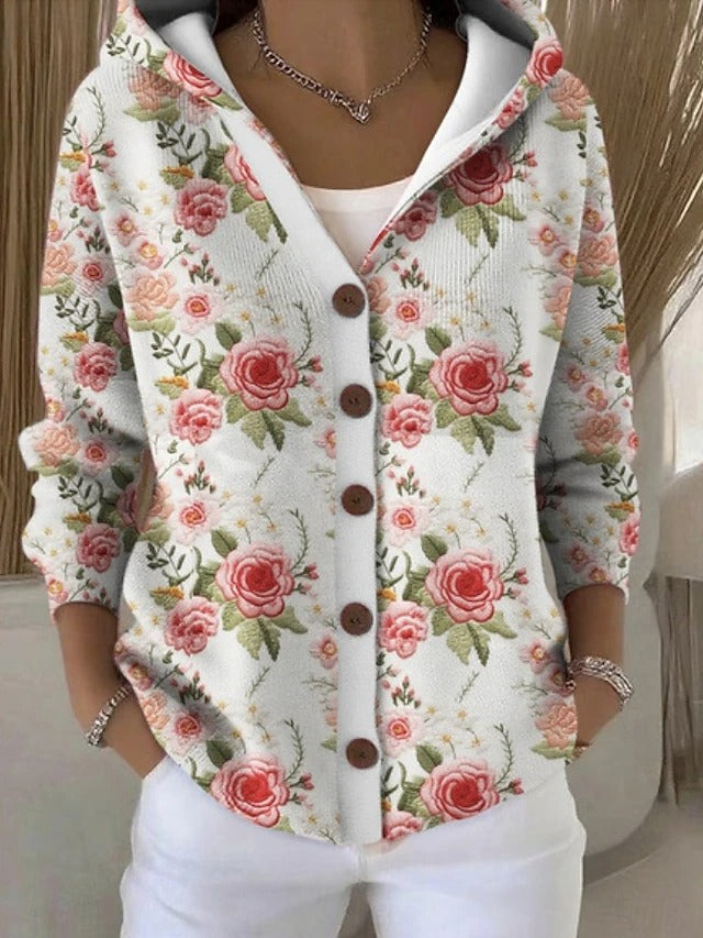 Button-Front Hooded Cardigan
