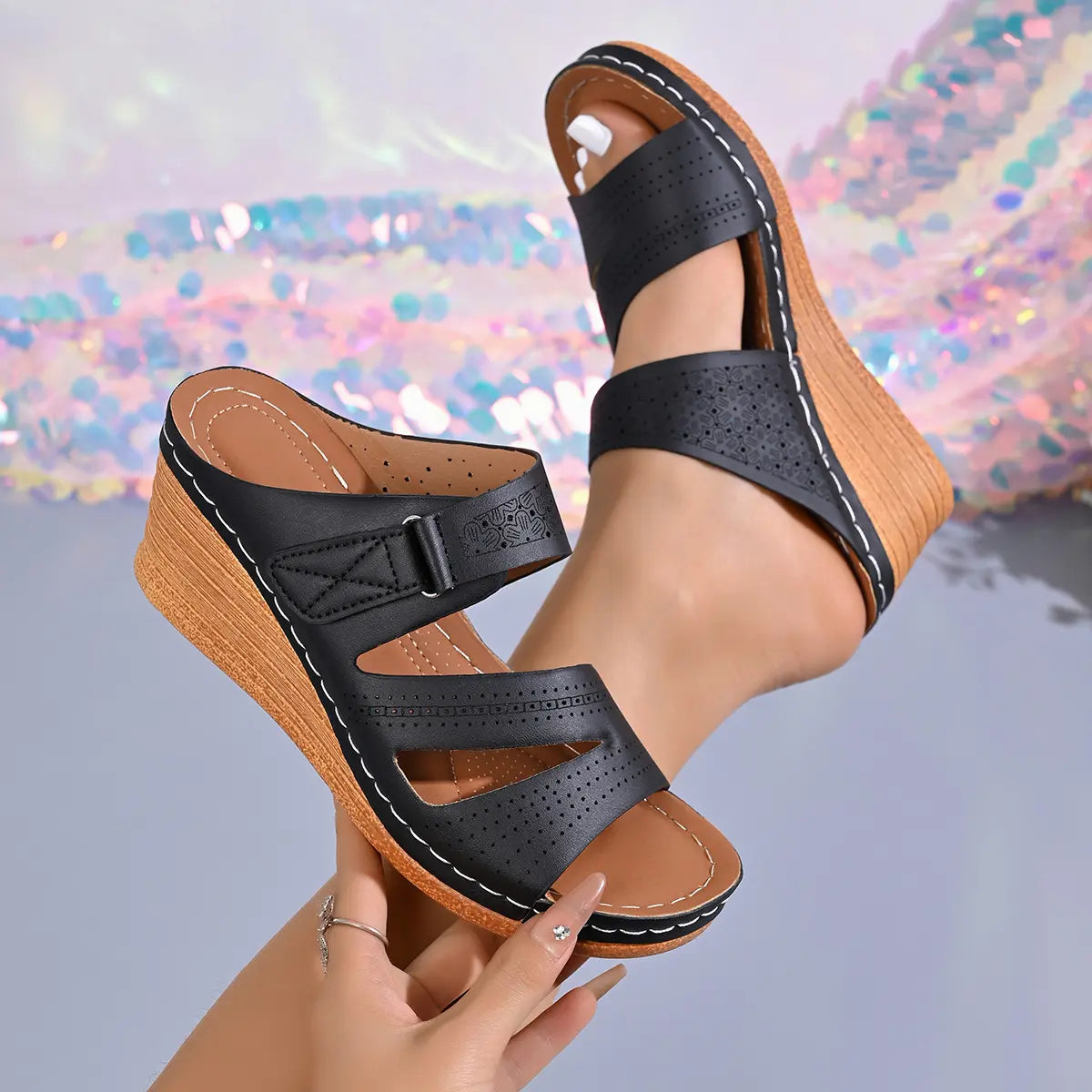Kaelix - Leather Wedge Sandals Comfort