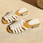Xylos - Woven Flat Sandals, Elegant Summer Slides