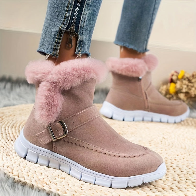 Plush-Trimmed Winter Ankle Boots