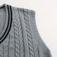 Cable-Knit V-Neck Sweater Vest