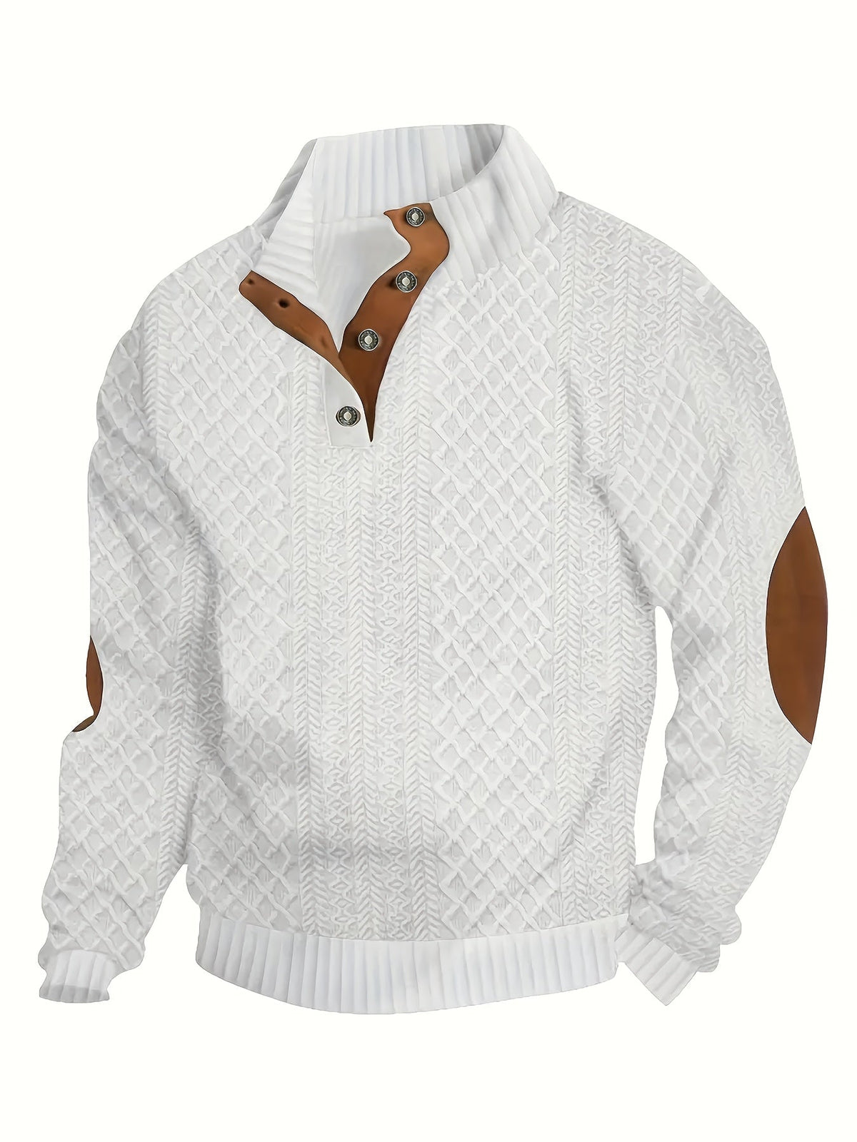 Stand Collar Button Henley Sweater