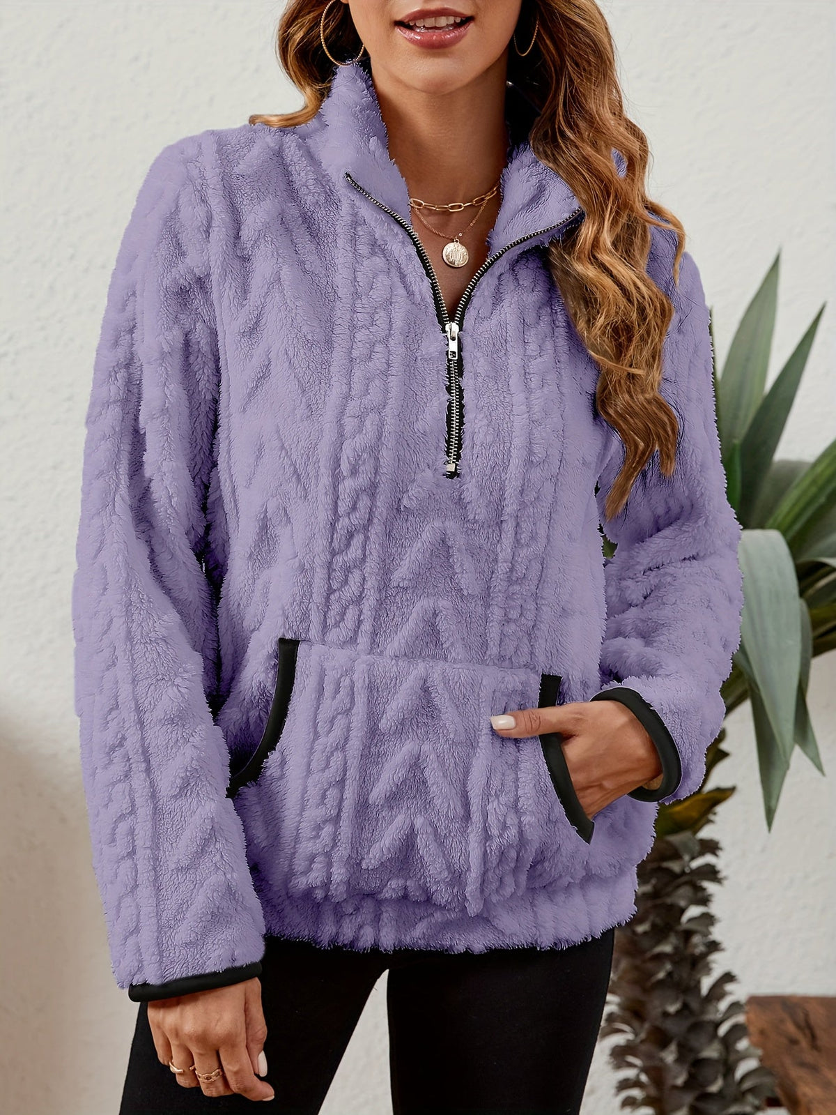 Half-Zip Textured Pullover