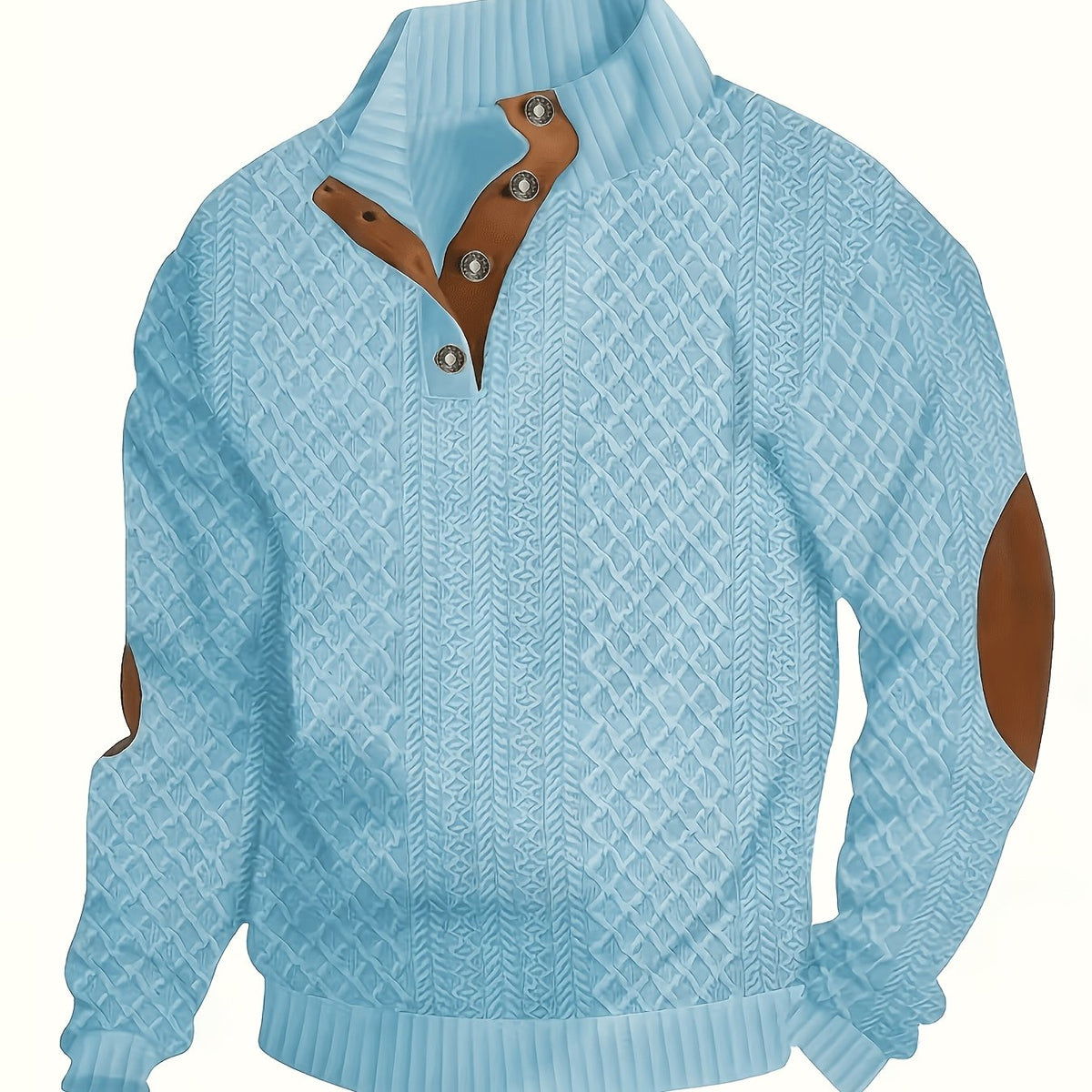 Stand Collar Button Henley Sweater