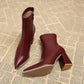 Pointed-Toe Chunky Heel Ankle Boots