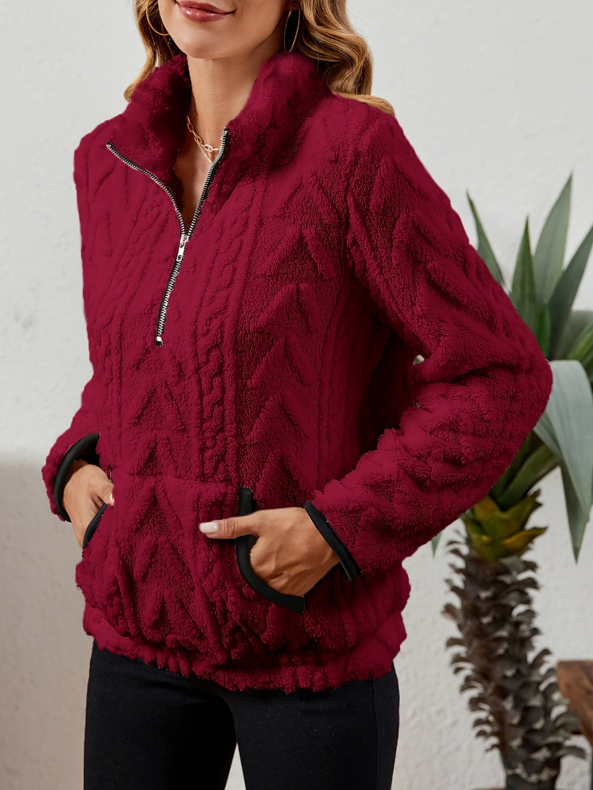 Half-Zip Textured Pullover