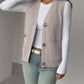 Buttoned V-Neck Knit Vest
