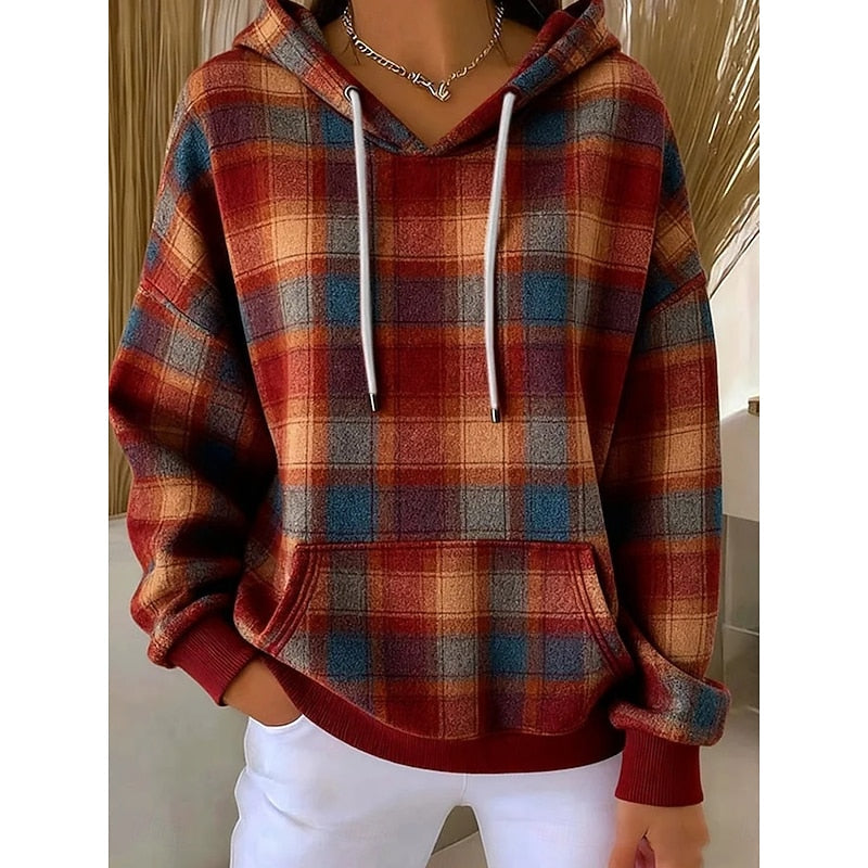 Checked Relaxed Hoodie