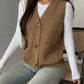 Buttoned V-Neck Knit Vest