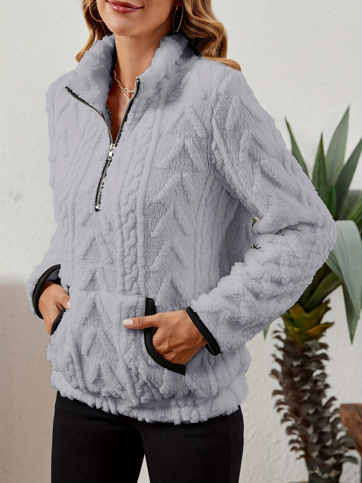 Half-Zip Textured Pullover