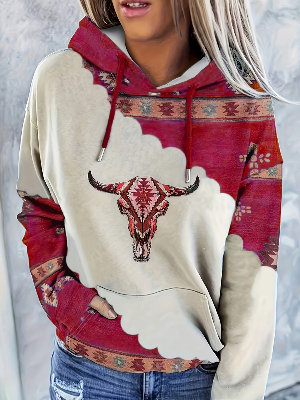 Western-Inspired Print Hoodie