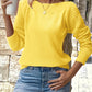 Openwork Sleeve Crew Neck Sweater