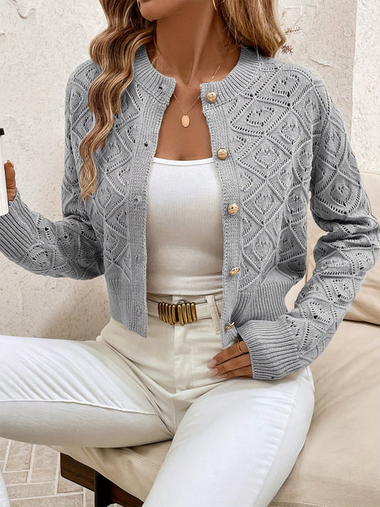 Textured Button-Front Cardigan