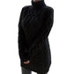 Cable-Textured Turtleneck Sweater Dress